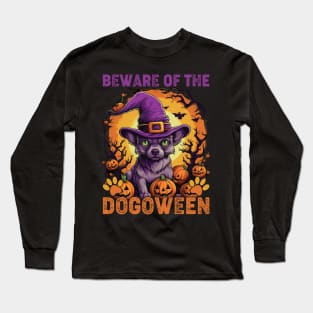 Beware the Dogoween Witch Pup! Long Sleeve T-Shirt